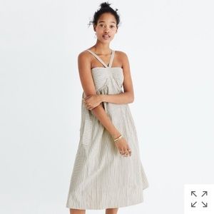 Madewell Convertible Halter Dress chambray stripe